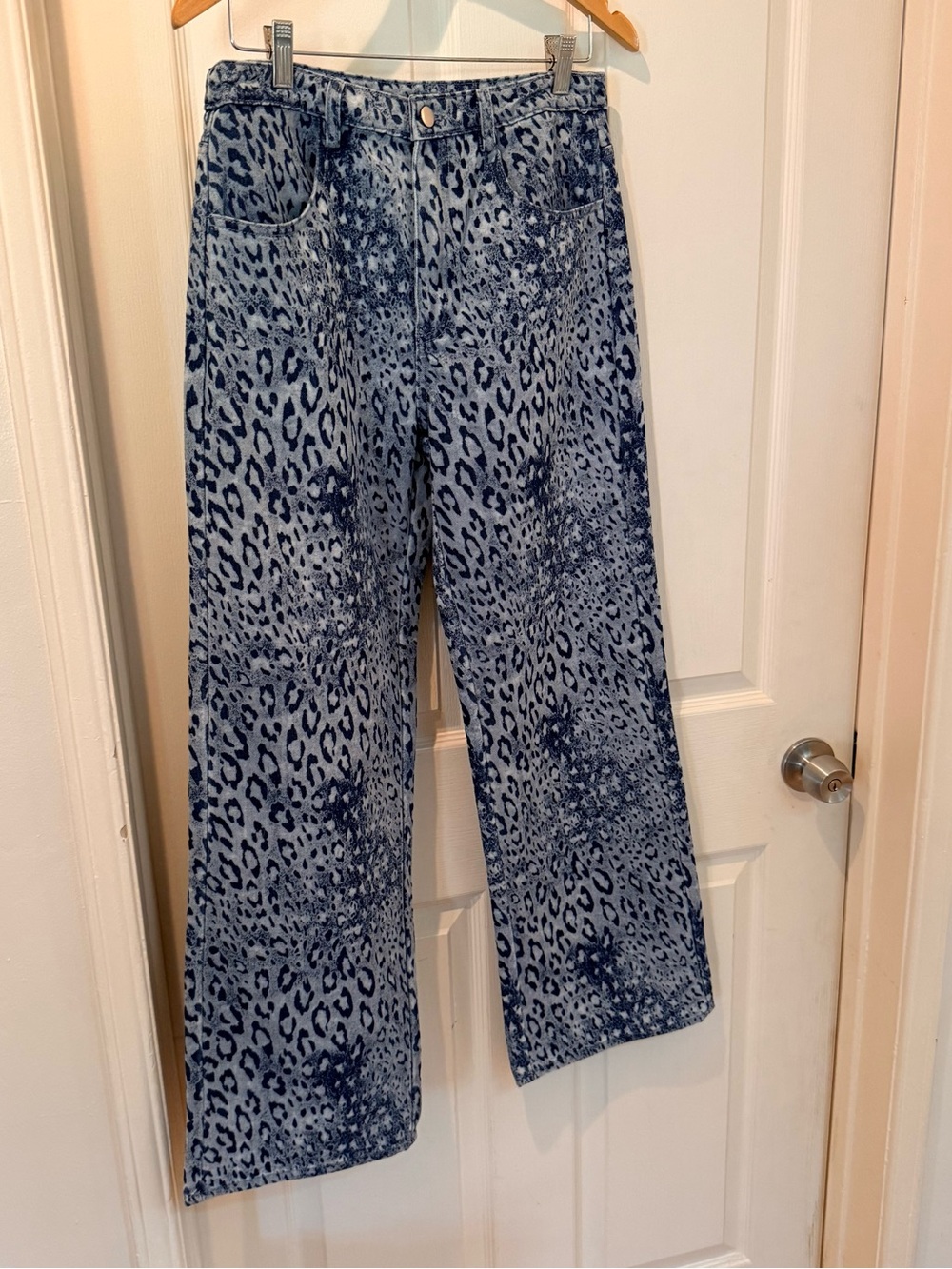 Pink Lily Blue Leopard Denim